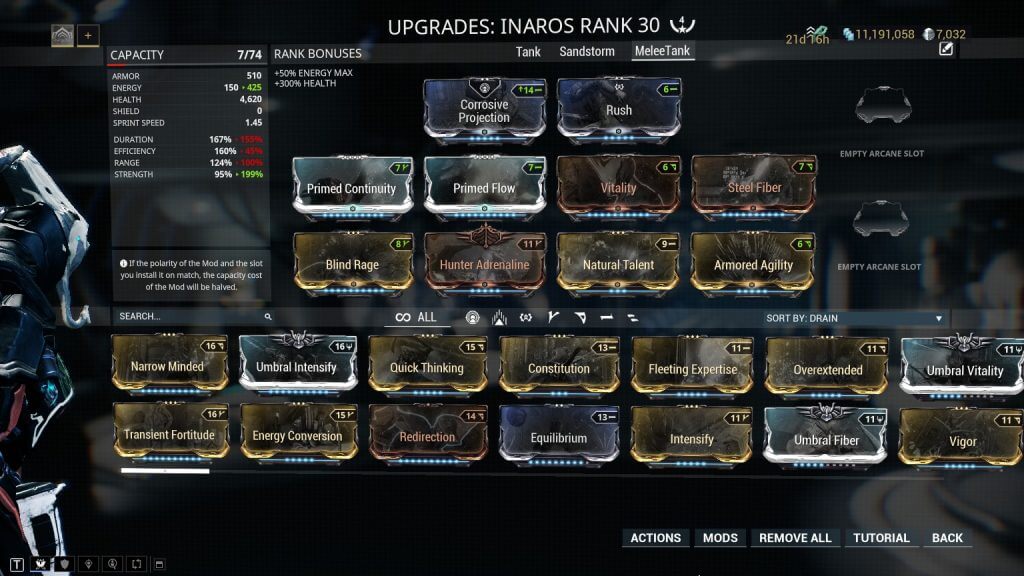 The Melee Tank Build - Inaros Build